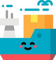 A cartoon ship with a smiley face and boxes vector