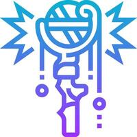 A blue and purple logo with a sword vector