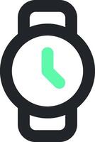 A watch with a green and black clock on it vector