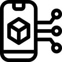 A black and white image of a smartphone with a cube on it vector