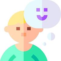 A cartoon man with a smiley face and a thought bubble vector