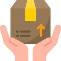Hand holding a box with an arrow pointing up vector