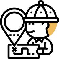 A man in a hat holding a map and a pen vector