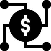 A black and white icon of a dollar sign vector