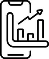 A smartphone with a graph on it and a bar graph vector