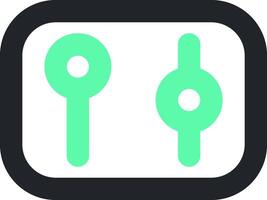 A green and black square icon with two green wires vector