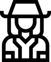 A black and white icon of a man in a hat vector
