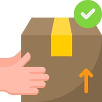 A hand is holding a box with an arrow pointing up vector