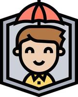 A cartoon man with an umbrella over his head vector