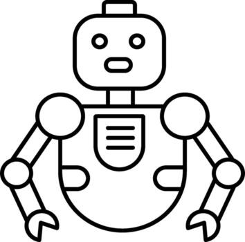 A robot is shown in a line drawing vector