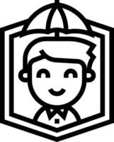 A black and white logo of a man with an umbrella vector