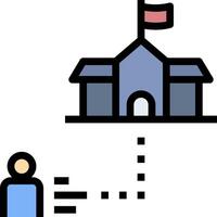 A person is standing next to a school building vector