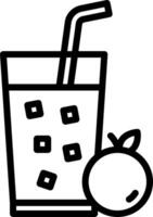 A glass of juice with a straw and an orange vector