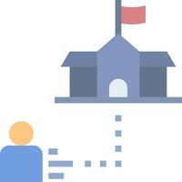 A person is standing next to a building with a flag on it vector