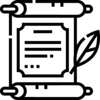 A scroll with a pen and paper on it vector