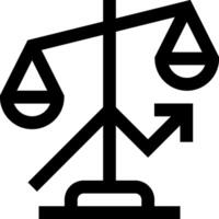 An icon of a balance scale with an arrow pointing up vector