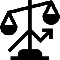 An icon of a balance scale with a scale and arrow vector