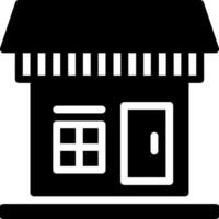 A black and white icon of a store vector