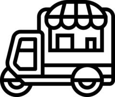 A black and white image of a food truck vector