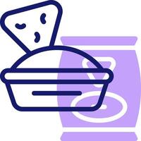 A blue and purple icon of a container with a slice of cheese vector