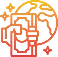 A hand holding a money bag with the earth in the background vector