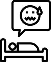 A black and white image of a bed with a speech bubble vector