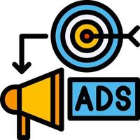 An ad with a target and arrow vector