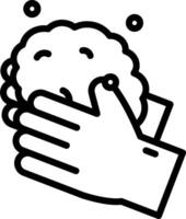 A hand holding a brain with a smiley face vector