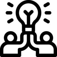 A black and white image of two people holding up a light bulb vector