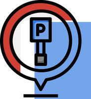 A parking sign with a red circle and a blue arrow vector