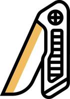 A knife with a yellow handle and a black blade vector