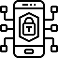 A black and white image of a phone with a lock on it vector