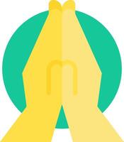 A yellow and green circle with a yellow hand vector