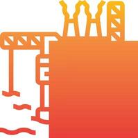 A red and orange logo with a crane vector