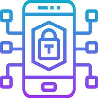 A phone with a lock on it and a circle around it vector