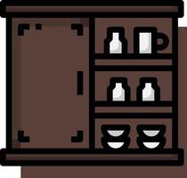 A cabinet with cups and bowls on it vector