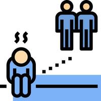 A man is sitting on the ground and two people are standing behind him vector
