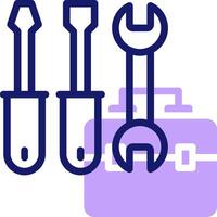 A purple toolbox with three wrenches and a tool case vector