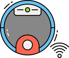 A robot vacuum cleaner with wifi icon vector