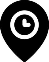A black and white pin with a clock on it vector