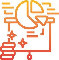 A line icon of a pie chart and a stack of coins vector