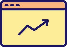 A web page with an arrow going up vector