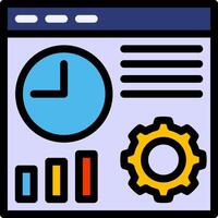A clock and gears icon on a computer screen vector