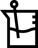 A black and white icon of a beaker with a thermometer vector
