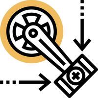 A black and white icon of a gear with a wheel vector