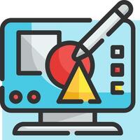 A computer with a pen and a triangle on it vector