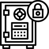 A black and white image of a safe with a lock vector