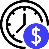 A clock and dollar sign icon vector
