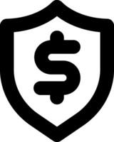 A black and white shield with a dollar sign on it vector
