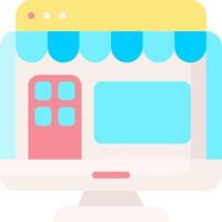 A computer screen with a store front vector